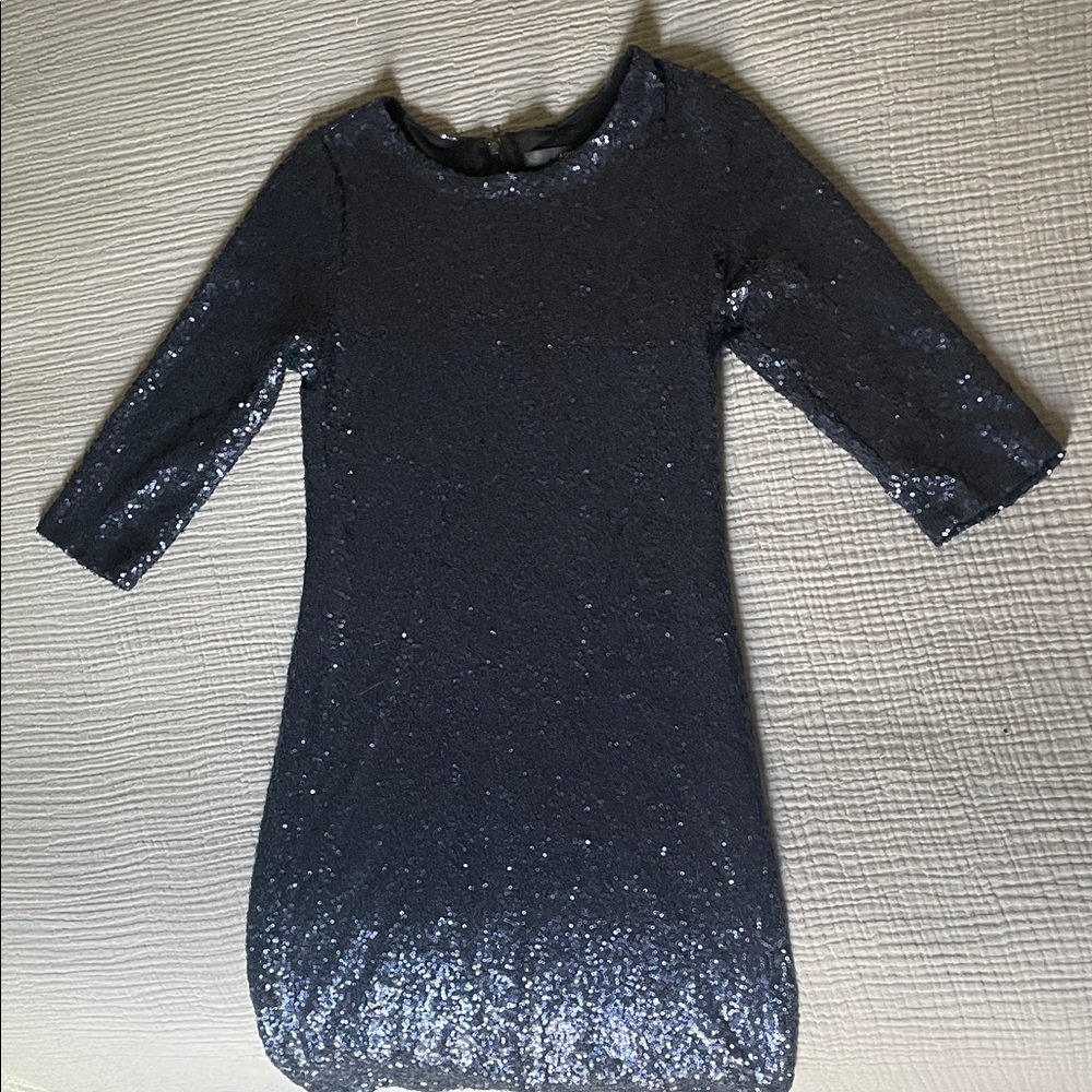 Aqua Glittering Midnight Blue Kids Dress